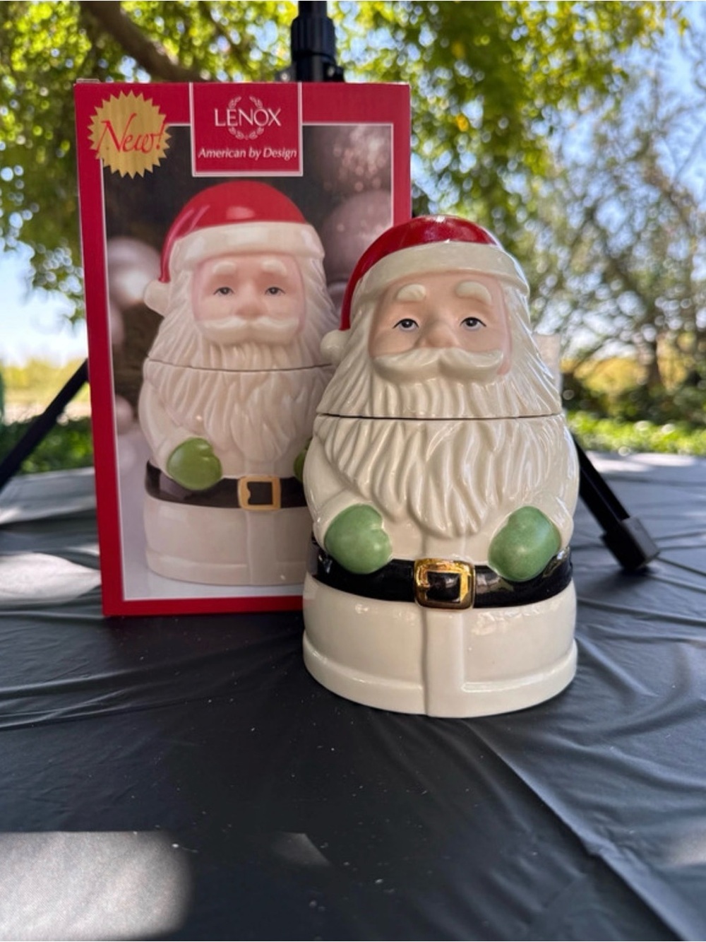 Lenox White, Red, Green and Gold Santa Cookie Jar